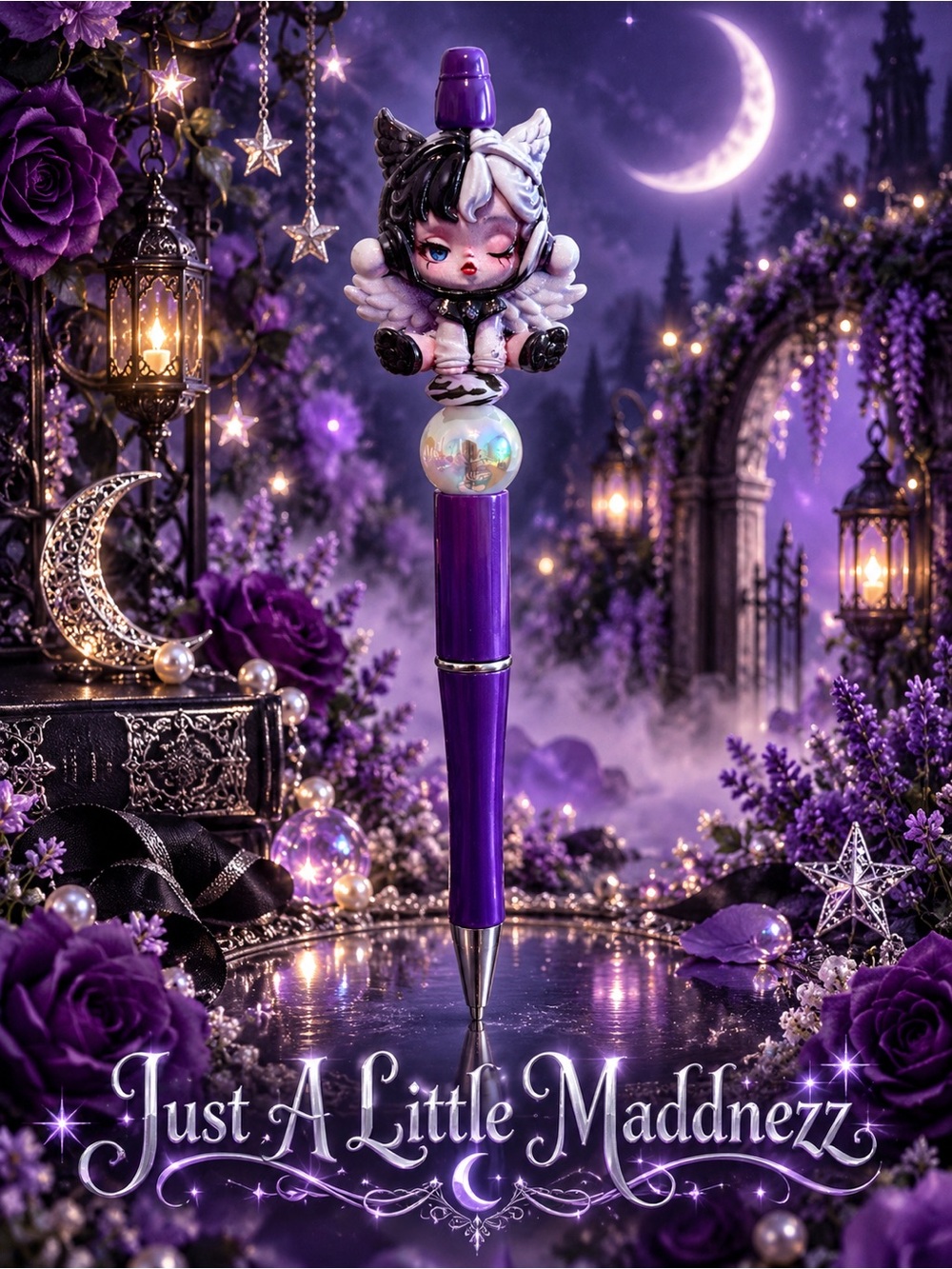 Purple Decorative Pen with Doll Topper